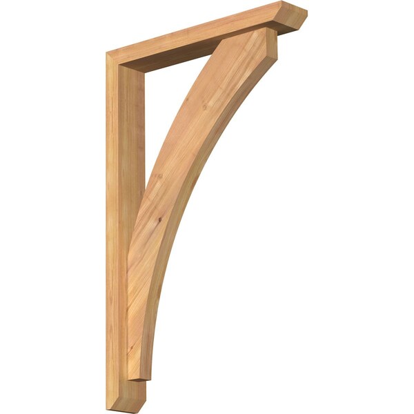 Ekena Millwork Thorton Slat Smooth Bracket w/ Offset Brace, Western Red Cedar, 3 1/2"W x 20"D x 32"H BKT0402X20X32THR06SWR - main